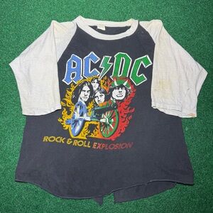 ACDC Highway To Hell Vintage Raglan 20x21 Back Hit Print Concert T Shirt